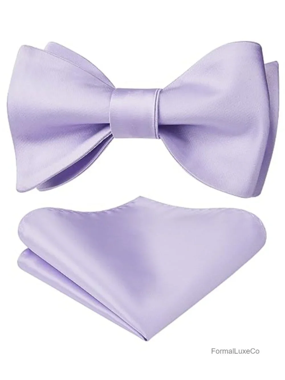 Self-Tie Bow Tie and Pocket Square Set for Men Formal Satin Tuxedo Wedding